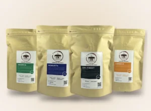 Caffeine Brothers Arabica, Robusta, CB's Finest and Liberica coffee bags