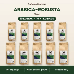 Caffeine Brothers Arabica-Robusta Blend wholesale 10 kg box: ten 1 kg bags