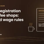Line drawing of a BMBE Certificate of Authority noting assets up to ₱3,000,000 and two-year validity, next to a coffee cup