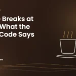 Caffeine Brothers featured image: Coffee Breaks at Work: What the Labor Code Says, with a clock showing a 15-minute break and a steaming coffee cup