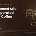 Caffeine Brothers featured image: Condensed Milk vs Evaporated Milk in Coffee, with line drawings of two milk cans and a cup of coffee