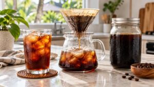 Three iced coffee methods: hot brew, flash brew and cold brew