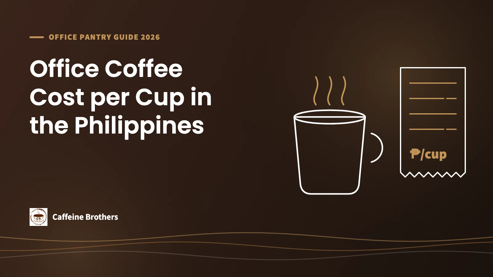 Featured image: Office Coffee Cost per Cup in the Philippines, with a coffee mug and a receipt showing peso per cup