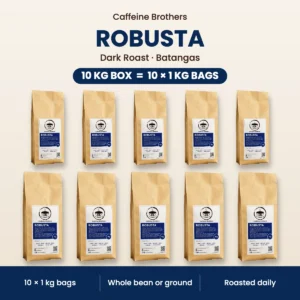 Caffeine Brothers Robusta wholesale 10 kg box: ten 1 kg bags
